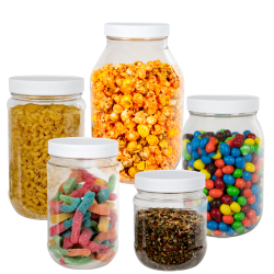 Clear PET Round Jars with Caps