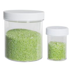 Clear Polystyrene Straight-Sided Jars with White Caps
